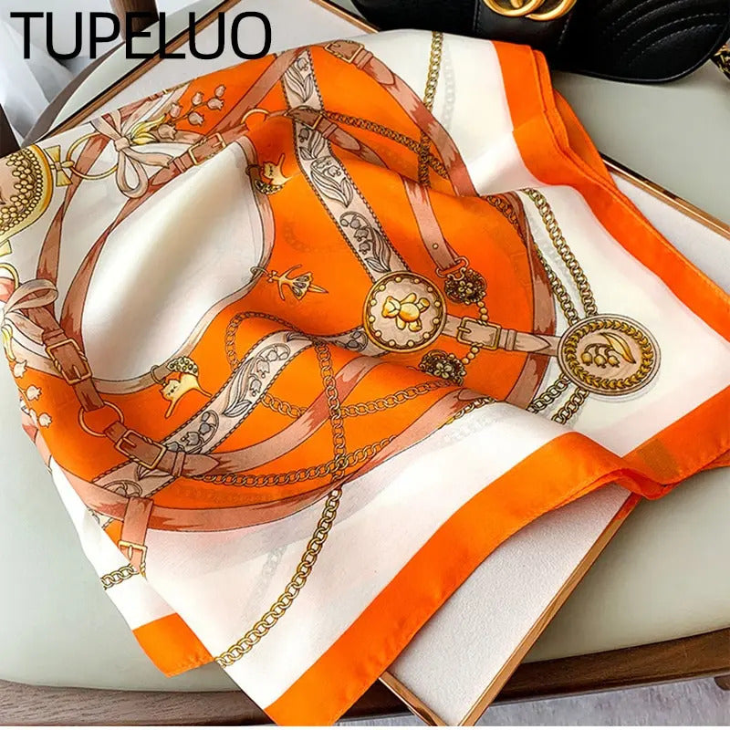 70cm Silk Feeling Square Scarf Women Satin Bandana Print Scarves Head Band Fashion Lady Hair Shawl Wrap Female Neckerchief Hijab