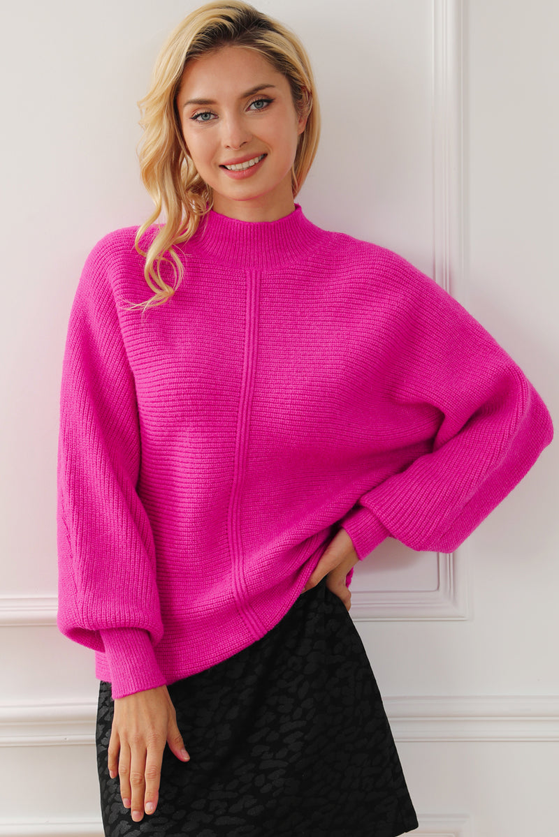 Rose Rib Knit Batwing Sleeve Sweater