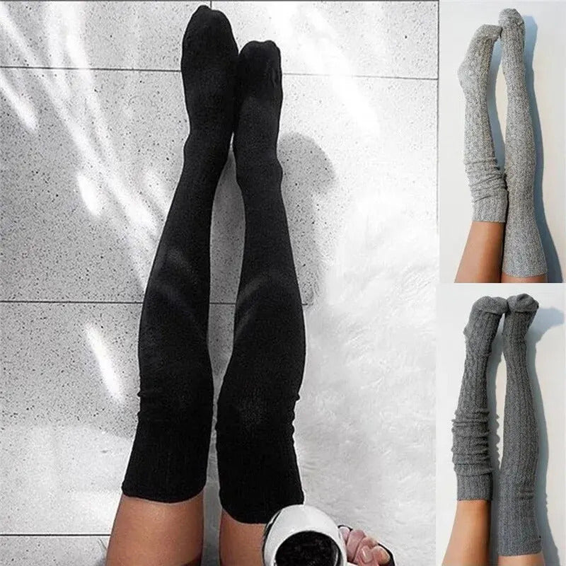 1 Pair Warm and Stylish Over the Knee Knit Socks for Women - Preppy Thermal Winter High Stocks with Thickened Material