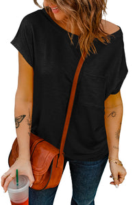 Blank Apparel - Black Pocketed Tee with Side Slits