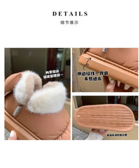 Cute Warm Ankle Boots Winter Women's Bow Warmth Plush Bow Cotton Shoes 2024 New Waterproof Down Cloth Short Barrel Snow Boots