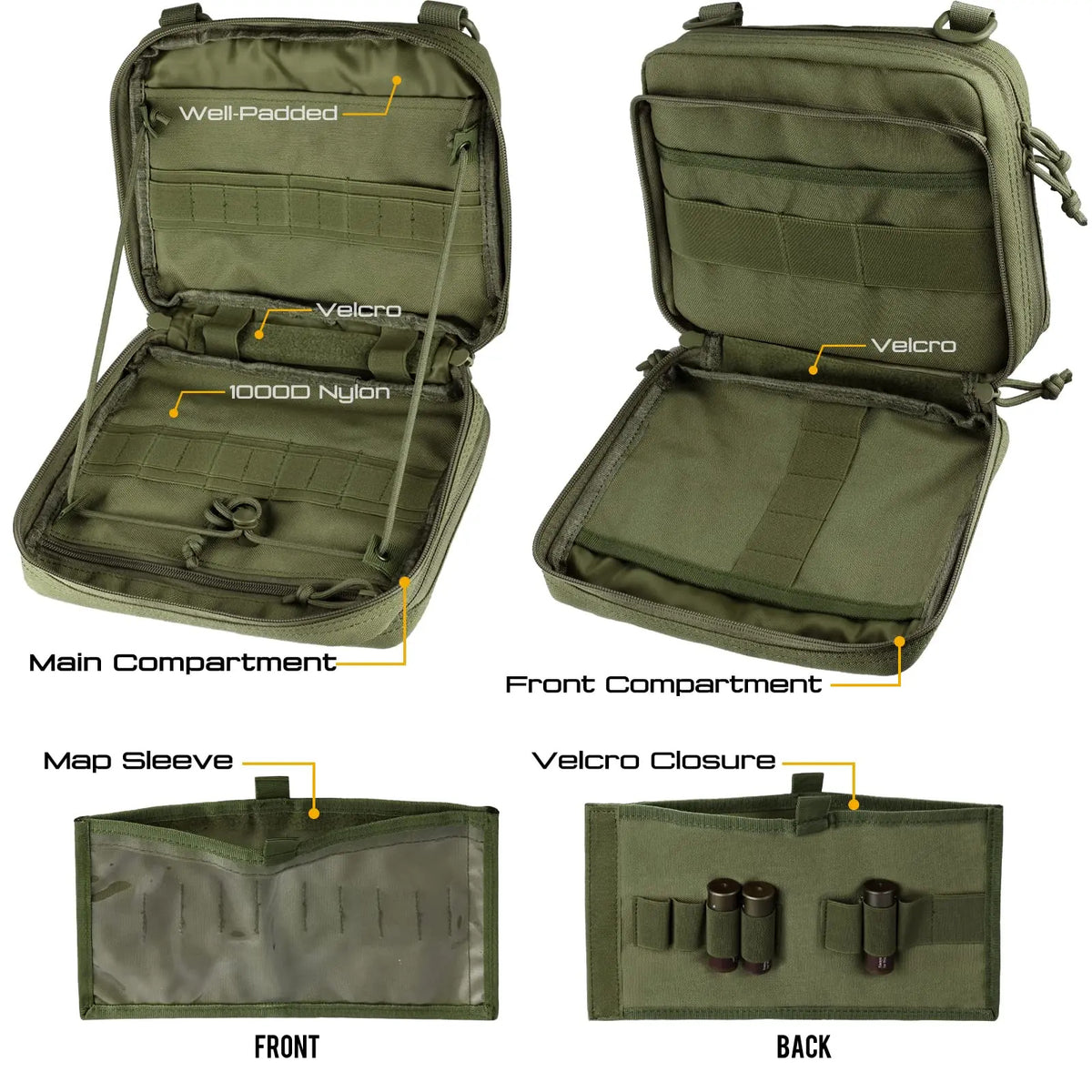 Tactical Admin Pouch of Double Layer Design, Molle EDC EMT Utility Pouches ,Sleeve Modular Tool Pouch Large Capacity