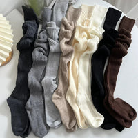 Women Soft Wool Long Socks Autumn Winter Cashmere Solid Knitted Stocking Skinny Casual Knee High Fluffy Warm Thicken Girls Socks