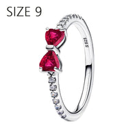 S925 Sterling Silver Valentine's Day Red Series Red Heart Charm Bow Ring Heart Necklace Fit Bracelet DIY for Women Jewelry Gift