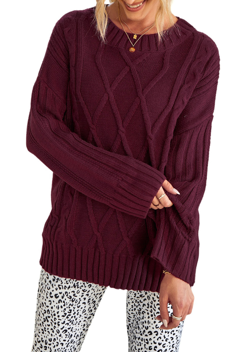 Wine Oversize Thick Pullover Sweater