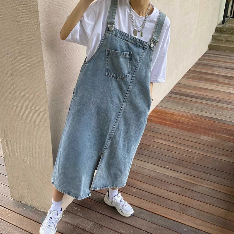 Spring Summer Denim Overall Dress Women Sleeveless Jeans Dresses Fashion Female Solid Slip Casual Loose Spaghetti Strap Dresses