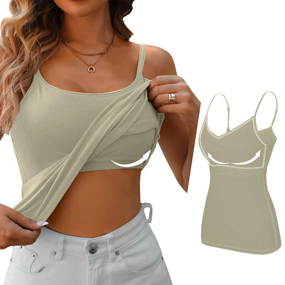 Padded Bra Tank Top Women Modal Spaghetti Solid Cami Top Vest Female Adjustable Camisole With Built In Bra Fitness Clothing