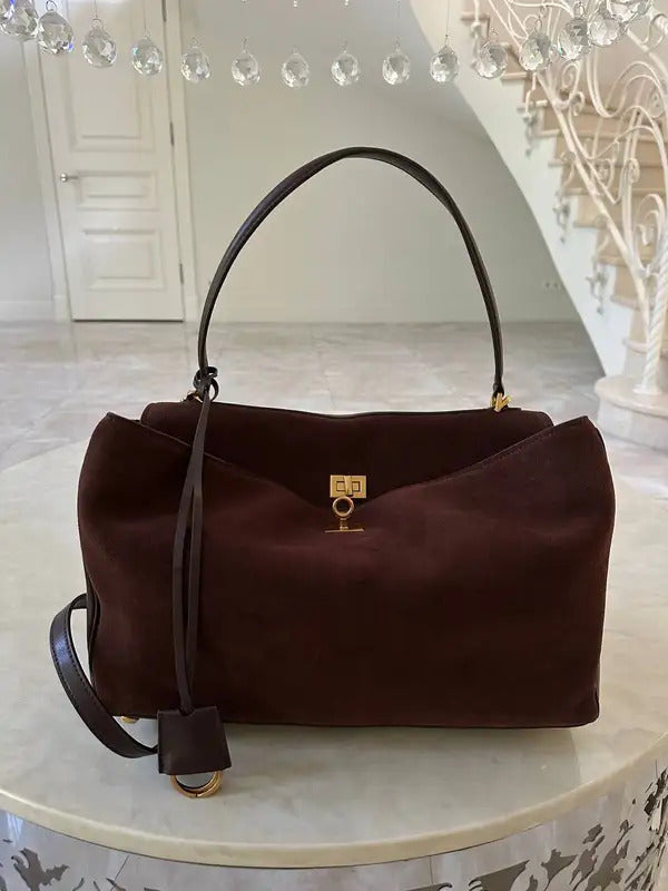 Luxury Brand Rodeo Women Bags Genuine Leather Brown Suede Women Totes Gold Buckle Women Shoulder Bags Fashion Women Handbags