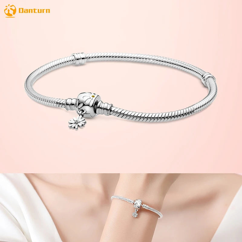 Danturn 925 Sterling Silver Bracelets Gold Heart, Butterfly Crown Women Bangles Luxury Jewelry Anniversary GIft DIY Fashions