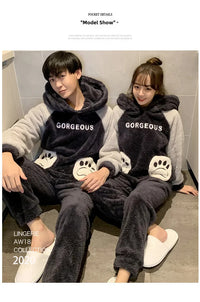 New 2022 Couple Pajamas Set Women's Thickened Fleece-lined Coral Velvet Couple Sleepwear For Spring Autumn Winter Homewear