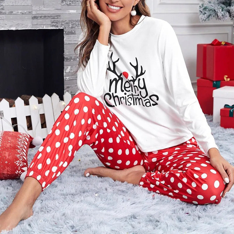 2Pcs/set women's pyjamas set long-sleeved trousers student homewear two-piece Christmas printing letter clothes girls women's cl