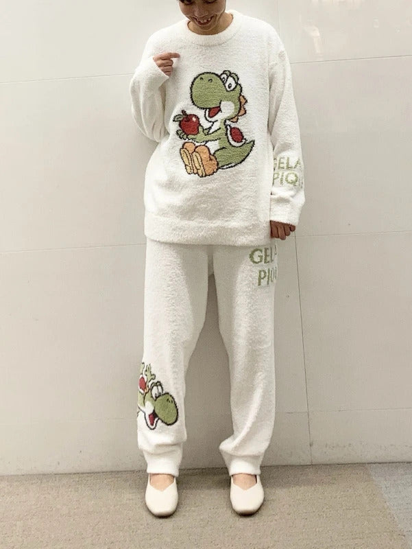 Japanese Style Winter Thick Cartoon Pajamas Home Wear Knitted Sweater like Room Wear Pijama