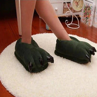 Winter Warm Soft Indoor Floor Slippers Women Men Shoes Paw Funny Animal Christmas Monster Dinosaur Claw Plush Home