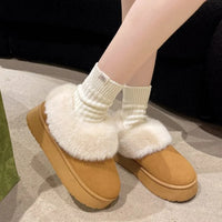 2024 New Warm Boots Women Winter Flats Shoes Short Plush Fur Ankle Snow Boots Casual Shoes Sport Suede Motorcycle Botas