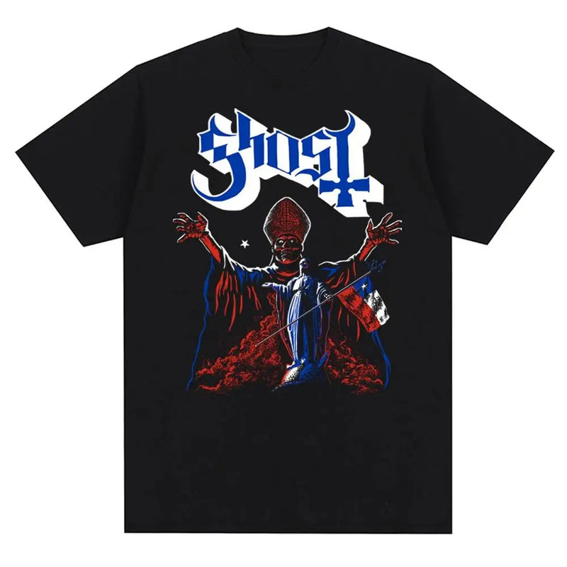 New Ghost Rock Band Graphic Print T Shirt Men Women Fashion Casual Rock Streetwear Short Sleeve Plus Size T Shirt Unisex