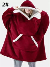 Winter Hoodies Sweatshirt Women Men Pullover Fleece Giant TV Oversized Blanket with Long Flannel Sleeves