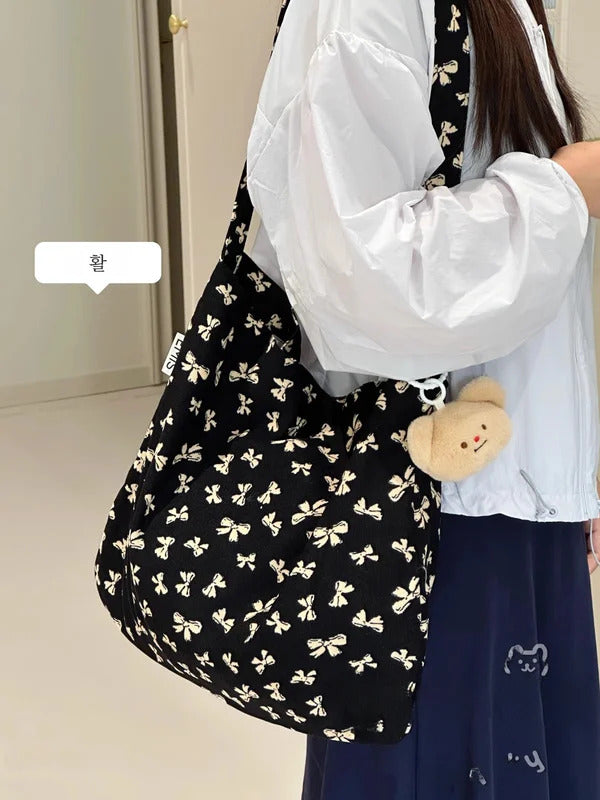 Floral Casual Canvas Bag Large Capaci Bag Women Japan fashion Ins Sle Lightweight Messenger Bag Student Commuter Shoulder...