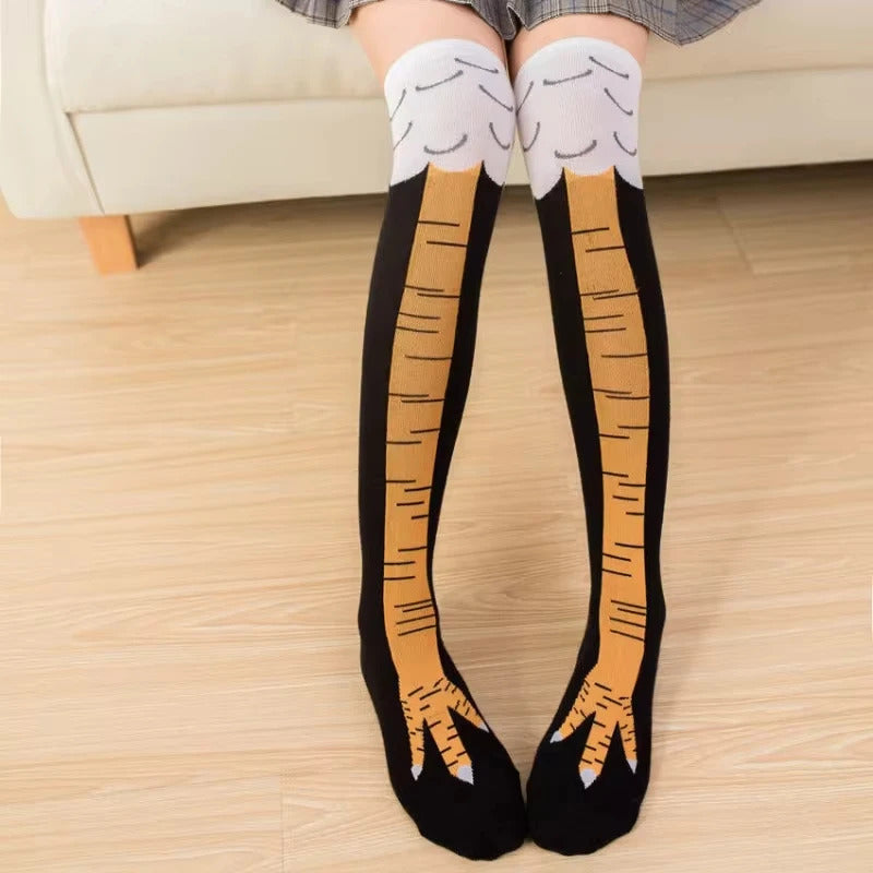 Trendy Women Socks With Knee Length Chicken Feet Funny Personalized Realistic Chicken Feet Birthday Gifts Trendy Sports Socks