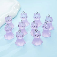 10pcs Cute Cat Face Resin Charms 3D Luminous Animal Pendants for DIY Jewelry Making Accessories Handmade Earring Necklace