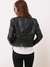 Women PU Leather Jacket Outwear Zipper Outfit Spring Autumn Fashion Short Female Bike Coat