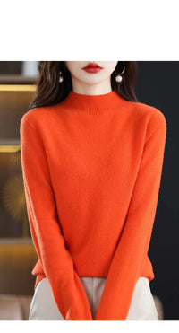 100% Pure Wool Half-neck Pullover In Autumn And Winter New Cashmere Sweater Women's Casual Knit Top Women's Coat 19 Colors