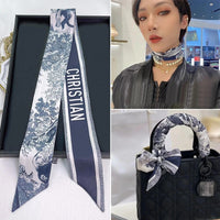 French Spring Hot Sale Plants Jungle Animals Women's Twill Decoration Sharp Horn Strap Bag Spot Silk Band Hair Band Small Scarf