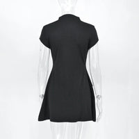 Fashion Sexy A- LINE Dress Women Summer Short Sleeve Black Slim Mini Dresses Casual Streetwear Clubwear Elegant Lady Party Dress