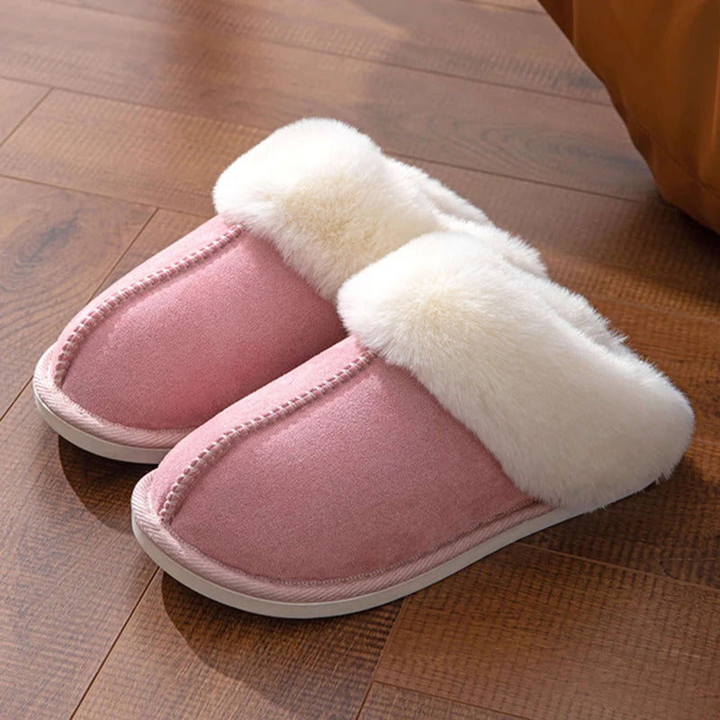 Fluffy Fur House Slippers Winter 2024 Fashion Warm Plush Couple Cotton Shoes Women Faux Suede Indoor Bedroom Couple Slippers