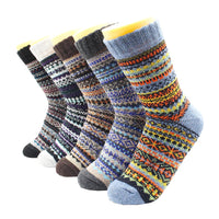 5 Pairs Winter Warmer Women Thicken Thermal Wool Cashmere Snow Socks Fashion Casual Euramerican National Wool Socks for Women