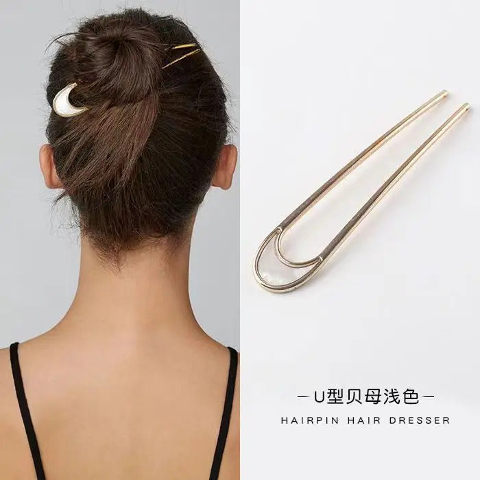 New Simple Fork Metal Hairpin U-shaped Alloy Hair Ornament Hair Accessories for Girls