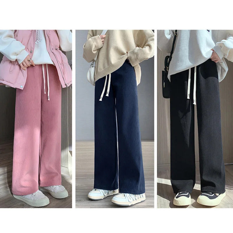 Women Long Pants Spring Autumn Women Elastic Waist Stright Long Wide leg pants 2024 Casual Female Long Pants Trousers