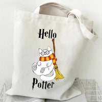 Canvas Tote Bag for Women Potter Cats Handbag Harajuku Animal Shopper Bags Cartoon Cat  Aesthetic Tote Bag Female Shoulder Bag