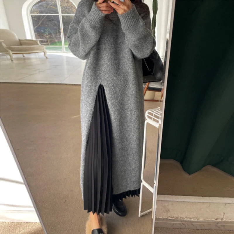 Winter Women Knitted Dress y2k V Neck Sexy Slim Elastic Oversized Basic Bodycon Sweater Dress Winter knit Autumn Warm Long Dress