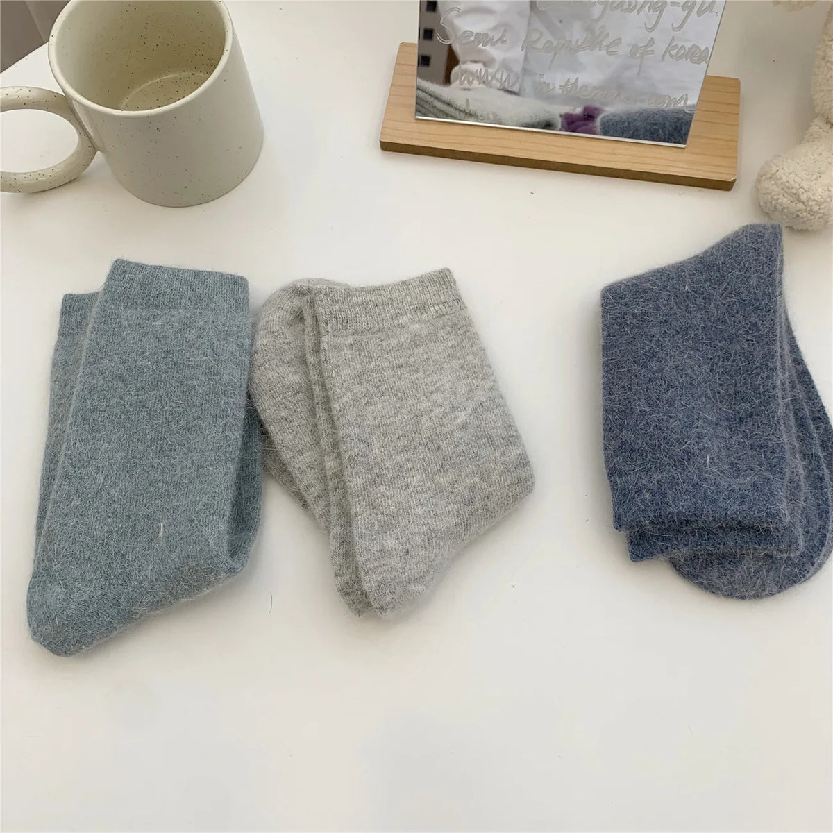 Winter Thicken Warm Long Socks Rabbits Hair Women's Socks Solid Thermal Cashmere Harajuku Crew Sock News Fashion Japanese Kawaii