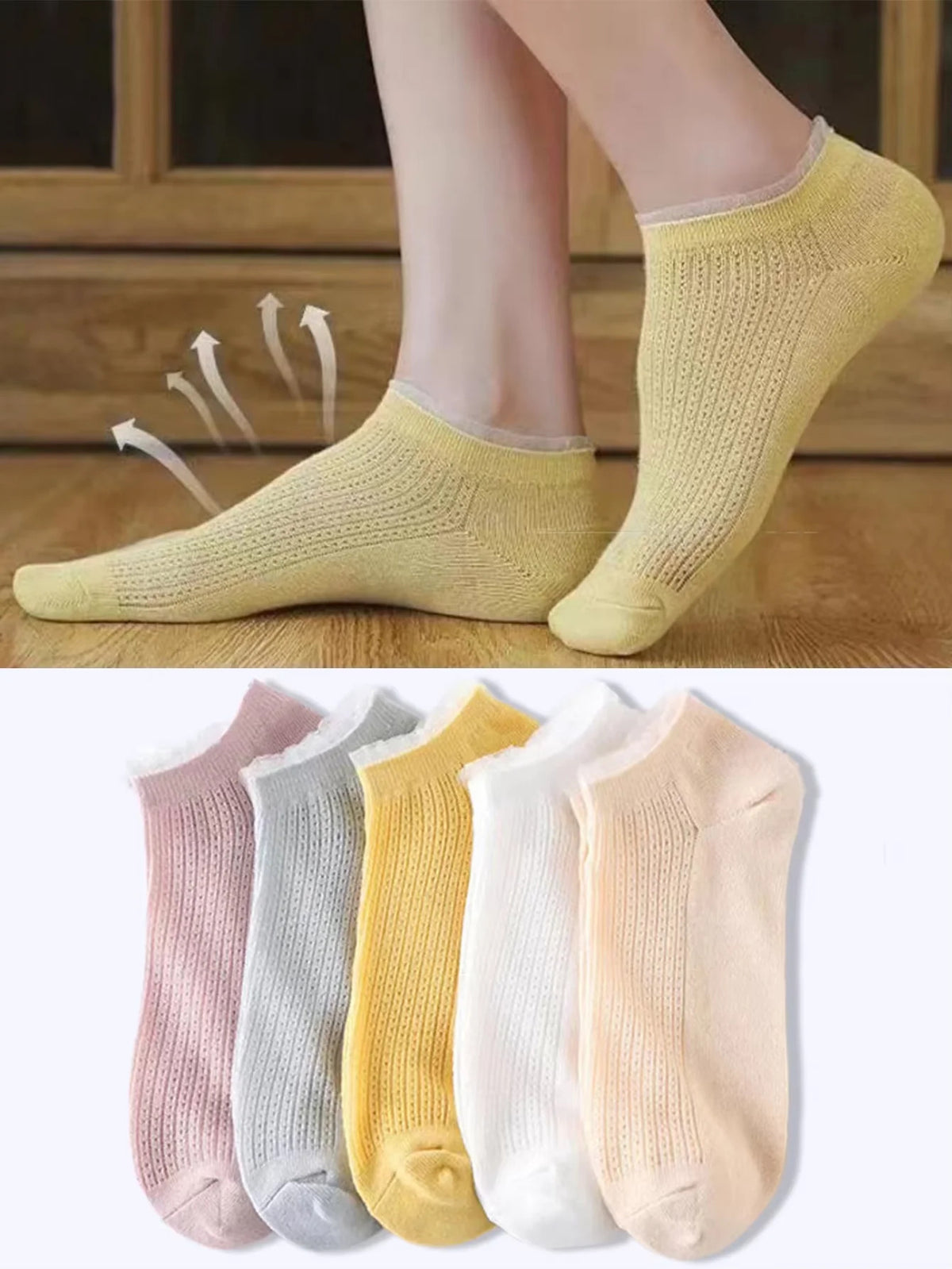 10pairs Womens Anti-Slip Cotton Socks ,Sweat Absorbing Anti-Slip Cotton Bottom Stretch Socks