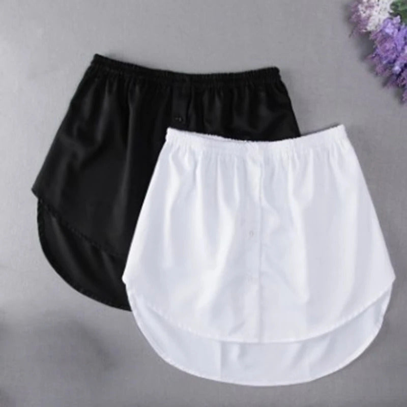 Women Girls Shirt Blouse Extender Adjustable Layering Faux Top Lower Sweep Mini Skirt False Hemline Splitting Underskirt