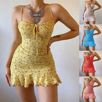 Women's Sexy Casual Home Small Floral Camisole Dress Summer Comfortable Skirt