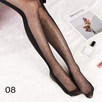 Sexy Women Tights Classic Small Polka Dot Silk Stockings Thin Vintage Faux Tattoo Thigh Sheer Pantyhose Female Elastic Hosiery