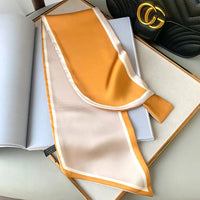 Luxury Spring Summer Ear Silk Scarf Women Striped Print Neckerchief Wrist Towel Korean Style Tie Bag Band Ladies Neck Scarf 2023