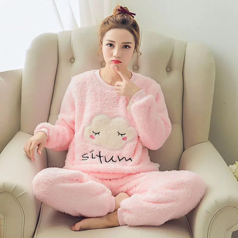 Winter Thickened Warm Coral Velvet Couple Pajamas Robe Women Homewear Hooded Men Long Flannel Solid Colour Easy to Clean Girl