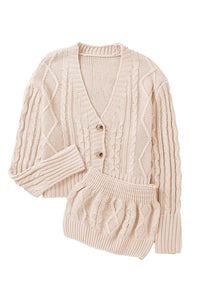 Apricot Cable Knit Crop Cardigan With Camisole