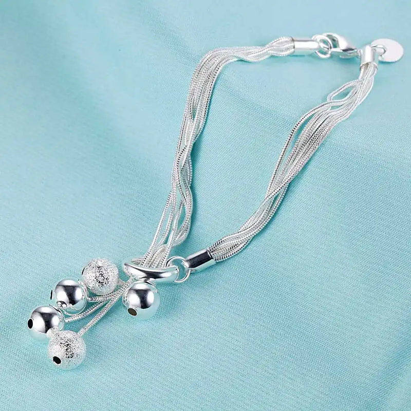 925 Sterling Silver Rose Flowe Bracelet Nice Snake Chain High Quality For Women Men Fashion Jewelry Wedding Engagement Party