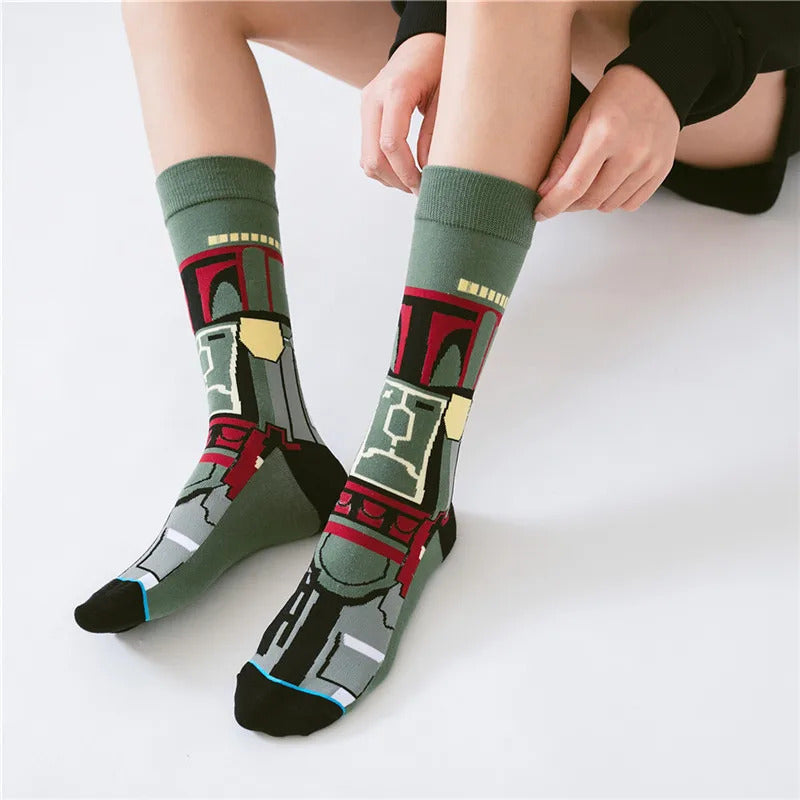 1 Pair Anime Men socks Master Yoda R2-D2 Cosplay Socks Wookiee Jedi Knight Novelty Men's Women's Socks Spring Autumn Winter