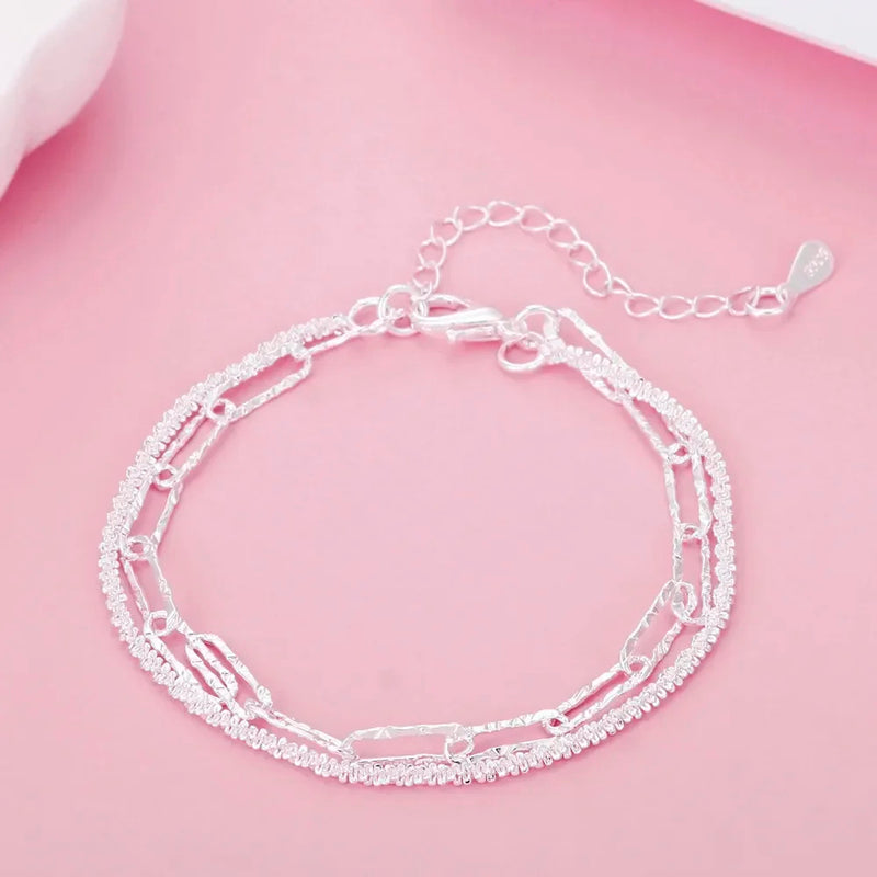 Fine 925 Sterling Silver Noble Nice Chain Solid Bracelet for Women Men Charms Party Gift Wedding Fashion Jewelry Hot Model