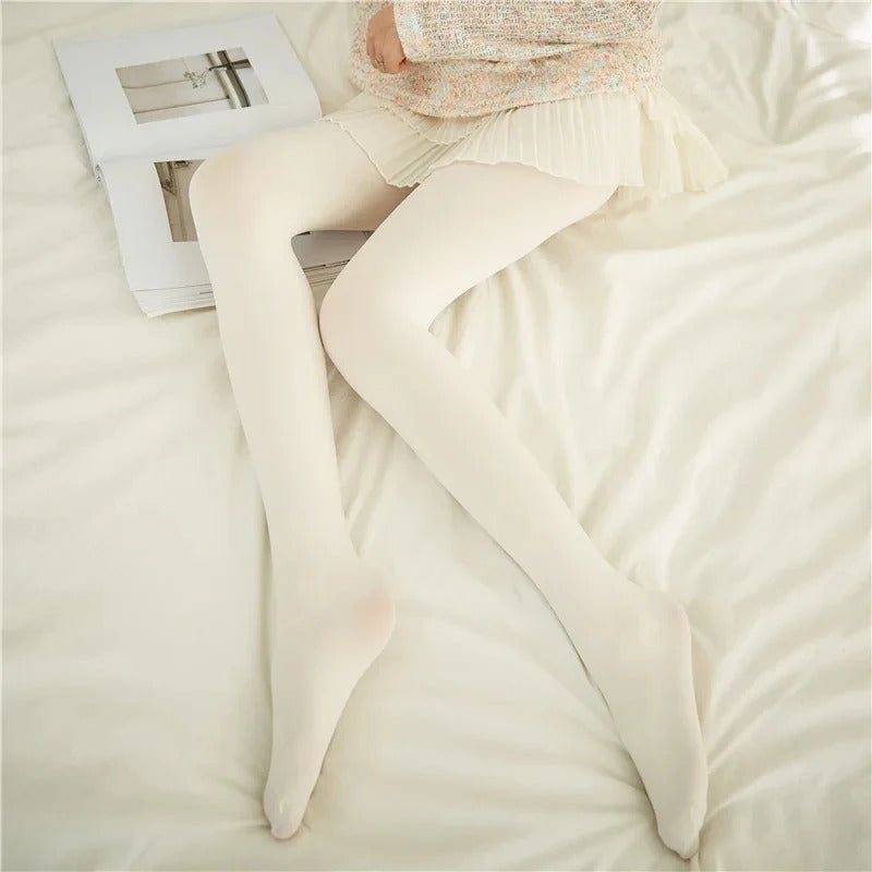 120D Lolita Thigh High Stockings Milk White Thigh Nylon Pantyhose Girls Sweet Sexy Tights For Women Tights