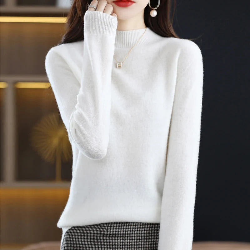 100% Pure Wool Half-neck Pullover In Autumn And Winter New Cashmere Sweater Women's Casual Knit Top Women's Coat 19 Colors