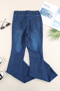 Sky Blue Distressed Bell Bottom Denim Pants