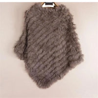 23 Colors Lady Real Rabbit Fur Poncho Weave Autumn Winter Shawl Coat Fashion Patchwork Casual Batwing Sleeves Pullovers Capes