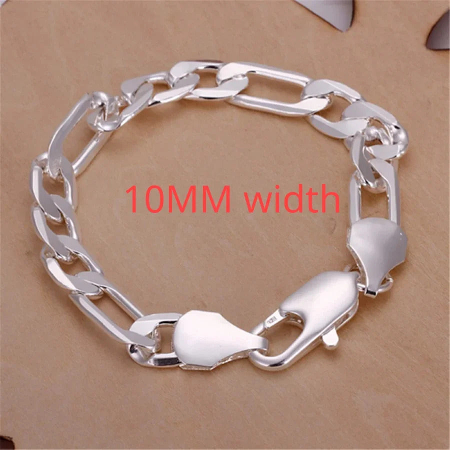 Fine 925 Sterling Silver Noble Nice Chain Solid Bracelet for Women Men Charms Party Gift Wedding Fashion Jewelry Hot Model