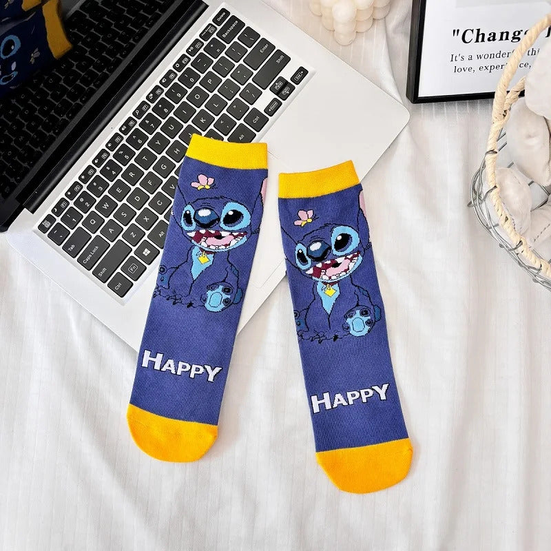 1 Pair New Design Cartoon Long Men Socks Stitch Kawaii Women Socks creative Skateboard socks Fashion knee-high Socks Size 34-42